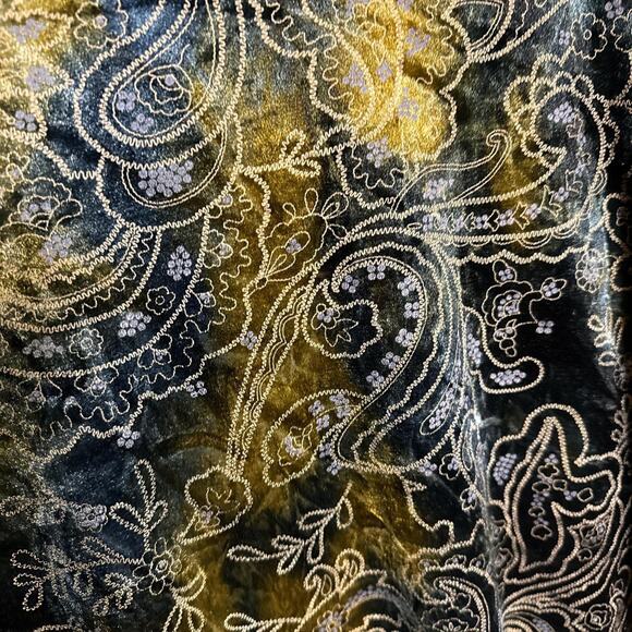 Beautiful goldish brown blue and black paisley fairy core long sleeve top - Picture 2 of 4